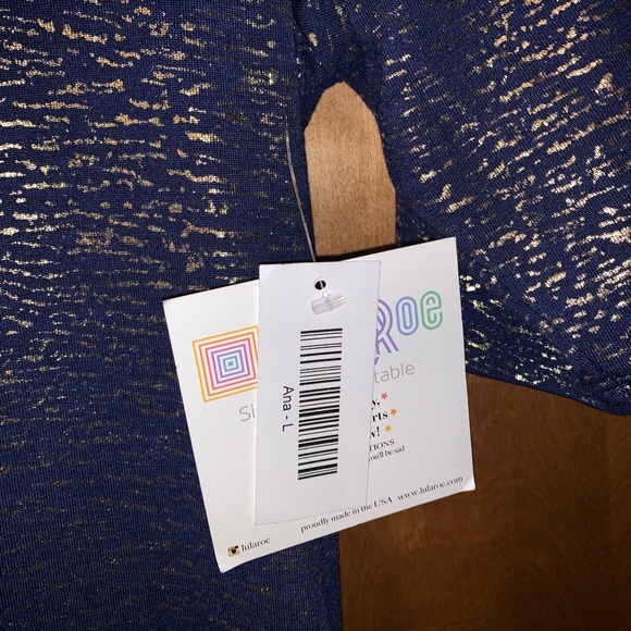 Lularoe Ana size large. Navy with gold lines. - Picture 6 of 8